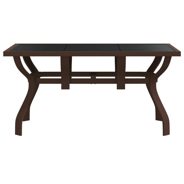 vidaXL Table de jardin Marron et noir 140x70x70 cm Acier et verre