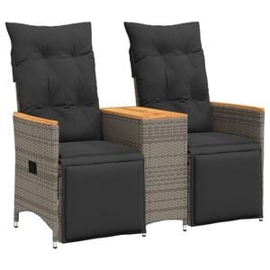 vidaXL Canap&eacute; de jardin inclinable 2 places avec table gris poly rotin