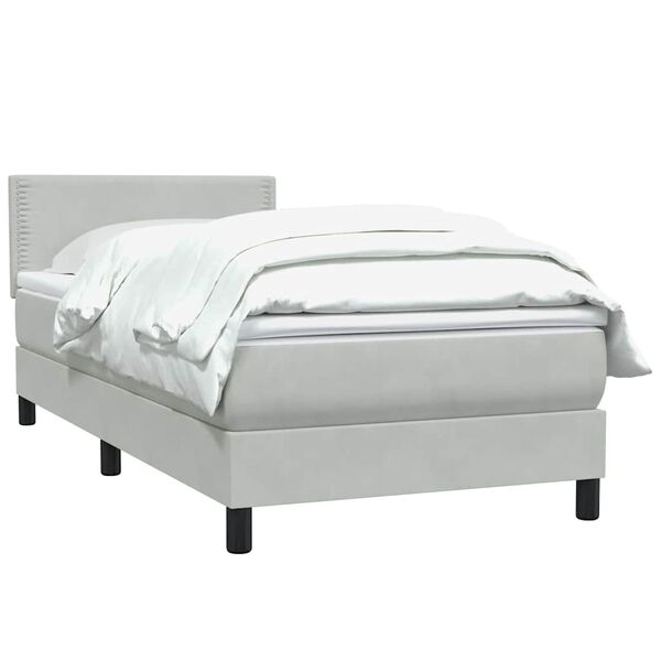 vidaXL Sommier &agrave; lattes de lit et matelas gris clair 90x210 cm velours