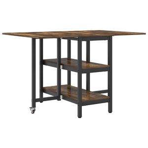vidaXL Table &agrave; d&icirc;ner 122 x 80 x 76,5 cm Bois d'ing&eacute;nierie Ch&ecirc;ne fum&eacute;