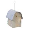 dobar Nichoir &agrave; oiseaux Teak toit arrondi en zinc naturel/vert/argent&eacute;
