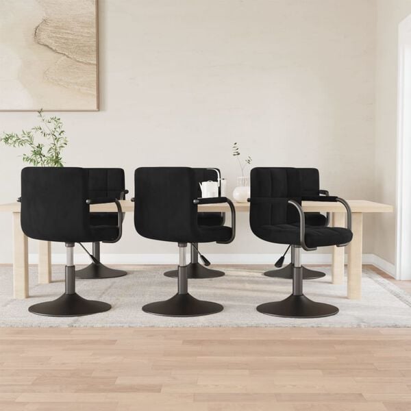 vidaXL Chaises pivotantes &agrave; manger lot de 6 noir velours