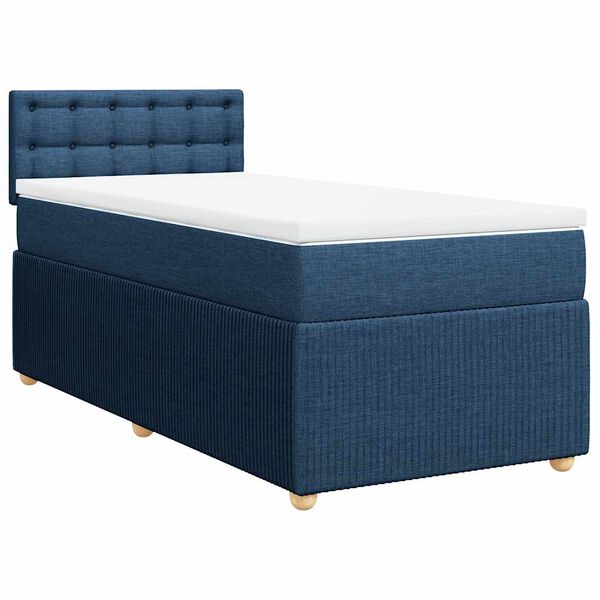 vidaXL Sommier &agrave; lattes de lit avec matelas Bleu 80x200 cm Tissu