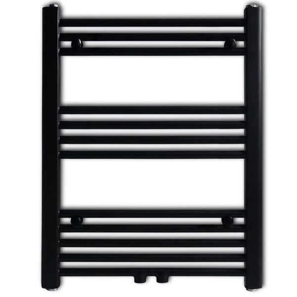 vidaXL S&egrave;che-serviettes eau chaude &agrave; rails droits noir 600x764 mm