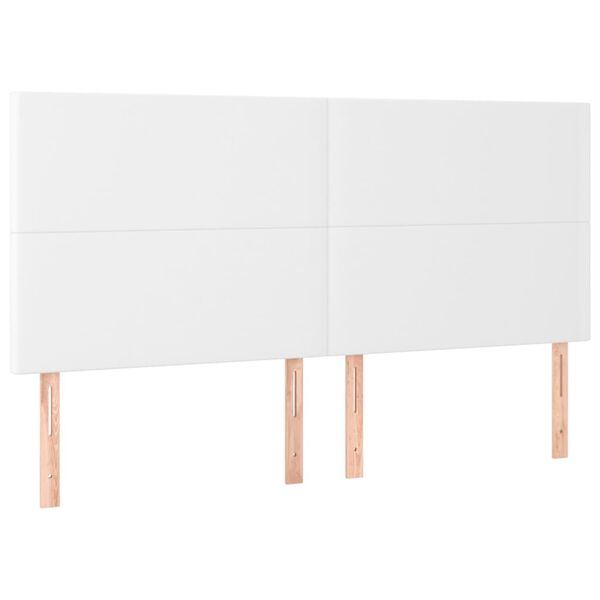 vidaXL T&ecirc;te de lit &agrave; LED Blanc 200x5x118/128 cm Similicuir