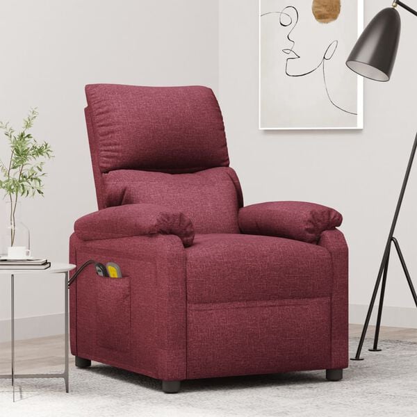 vidaXL Fauteuil électrique de massage Bordeaux Tissu
