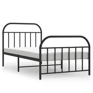 vidaXL Cadre de lit m&eacute;tal sans matelas avec pied de lit noir 100x190cm