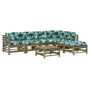 vidaXL Salon de jardin 7 pcs avec coussins bois de pin impr&eacute;gn&eacute;
