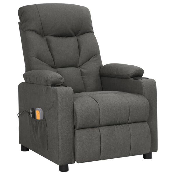 vidaXL Fauteuil électrique de massage Gris foncé Tissu