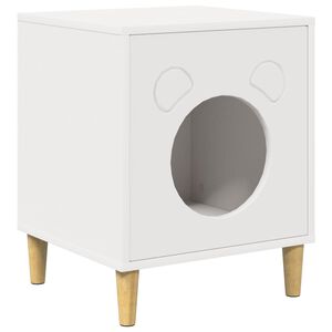 vidaXL Maison pour chat Blanc 42,5 x 40 x 53 cm Bois d'ing&eacute;nierie