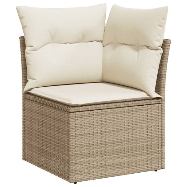 vidaXL Salon de jardin avec coussins 8 pcs beige r&eacute;sine tress&eacute;e