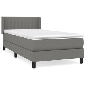 vidaXL Sommier &agrave; lattes de lit avec matelas Gris fonc&eacute; 80x200 cm Tissu