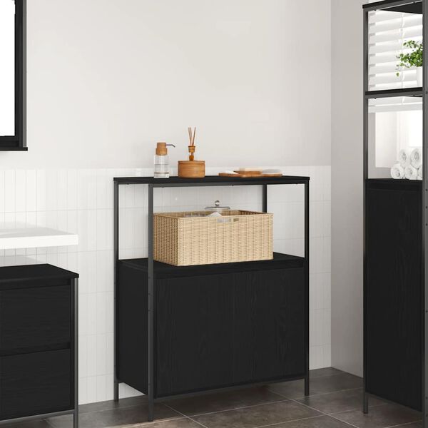 vidaXL Meuble de salle de bain avec &eacute;tag&egrave;res ch&ecirc;ne noir 76,5x35x95 cm