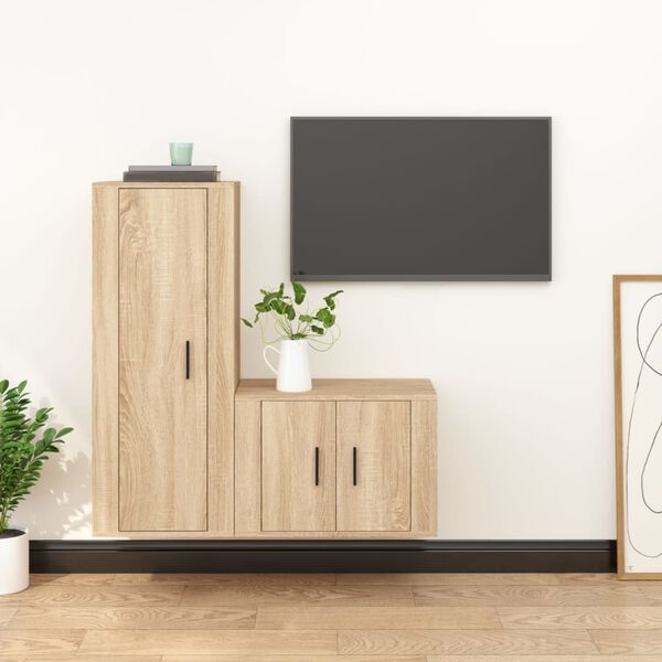 vidaXL Ensemble de meubles TV 2 pcs ch&ecirc;ne sonoma bois d'ing&eacute;nierie