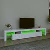 vidaXL Meuble TV avec lumières LED Blanc 215x36,5x40 cm