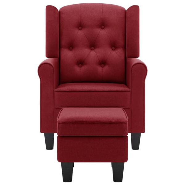vidaXL Fauteuil avec repose-pied Rouge bordeaux Tissu