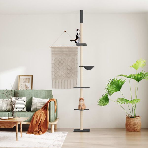 vidaXL Arbre &agrave; chat du sol au plafond Gris fonc&eacute; 263,5-289,5 cm