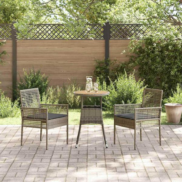vidaXL Ensemble de salle à manger pour jardin 3 pcs Gris polyrotin