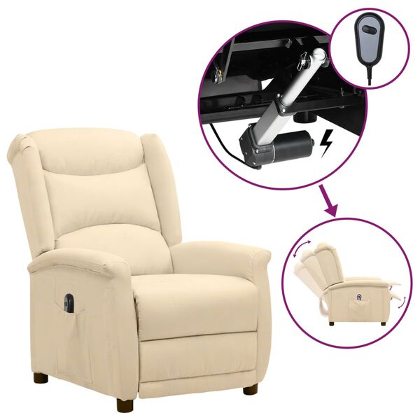 vidaXL Fauteuil inclinable &eacute;lectrique Cr&egrave;me Tissu