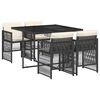 vidaXL Ensemble &agrave; manger de jardin coussins 5pcs Noir R&eacute;sine tress&eacute;e