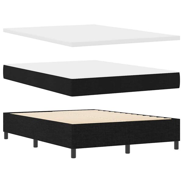 vidaXL Lit &agrave; ressorts avec matelas Noir 140 x 190 cm tissu