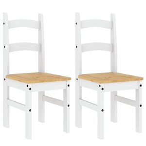 vidaXL Chaises &agrave; manger lot de 2 blanc 40x46x99 cm bois massif de pin