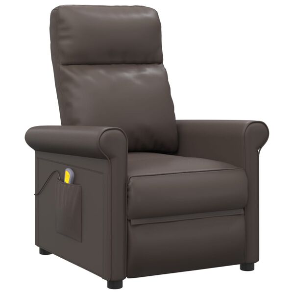 vidaXL Fauteuil de massage Marron Similicuir