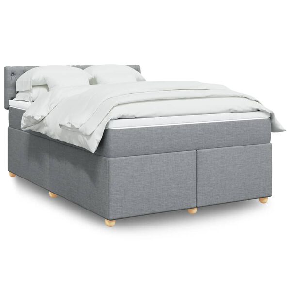 vidaXL Sommier &agrave; lattes de lit avec matelas Gris clair 160x200cm Tissu