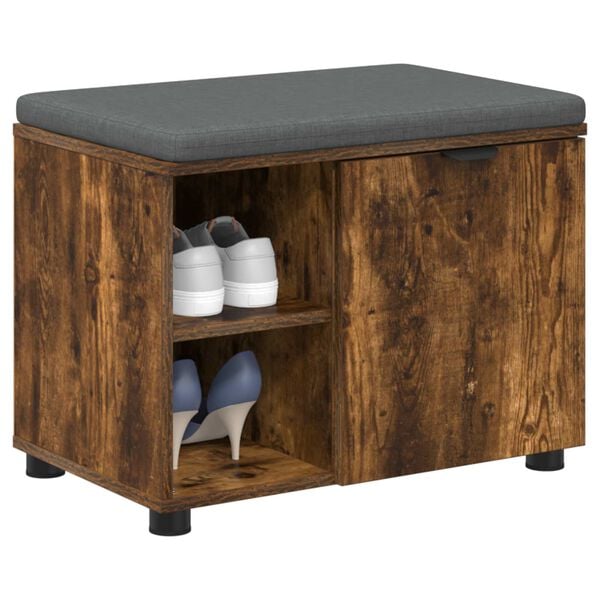 vidaXL Banc d'entr&eacute;e avec coussin Ch&ecirc;ne Fum&eacute; 60 x 38 x 46 cm