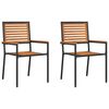 vidaXL Chaises empilables de jardin 2 pc Marron et Noir