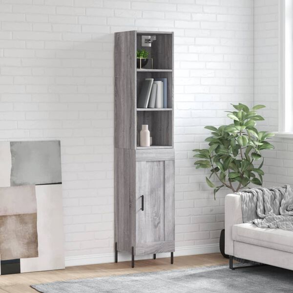 vidaXL Buffet haut Sonoma gris 34,5x34x180 cm Bois d'ing&eacute;nierie