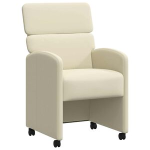 vidaXL Chaises de Salle &agrave; Manger avec Roues 2 pcs Cr&egrave;me Simili cuir