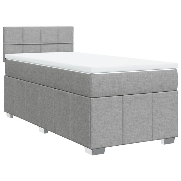 vidaXL Sommier &agrave; lattes de lit avec matelas Gris clair 90x200 cm Tissu