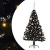 vidaXL Sapin de No&euml;l artificiel pr&eacute;-&eacute;clair&eacute; Noir 150 cm PVC