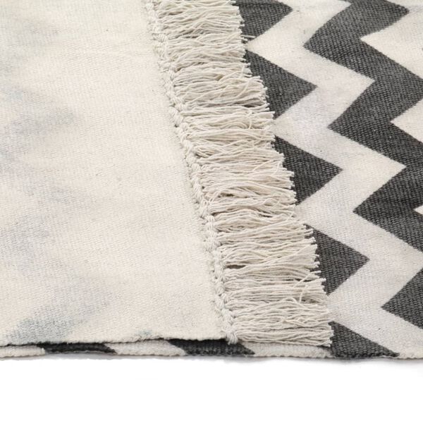 vidaXL Tapis Kilim Coton 160 x 230 cm avec motif noir/blanc