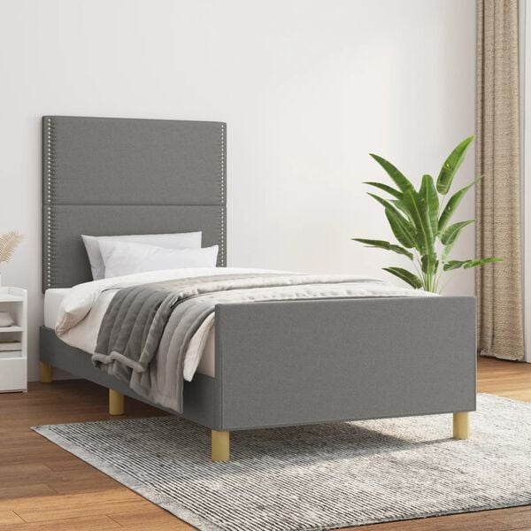 vidaXL Cadre de lit sans matelas gris fonc&eacute; 90x200 cm tissu