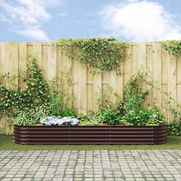 vidaXL Jardini&egrave;re sur&eacute;lev&eacute;e Marron 320 x 80 x 44 cm Acier