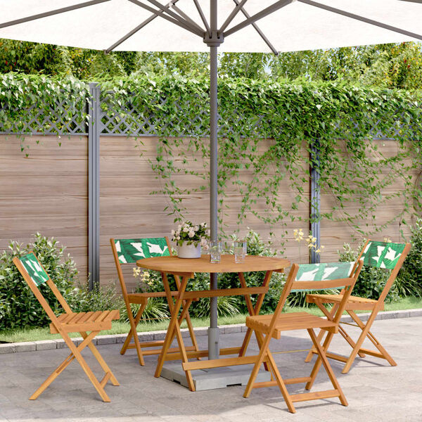 vidaXL Ensemble &agrave; manger de jardin 5 pcs motif de feuilles tissu bois