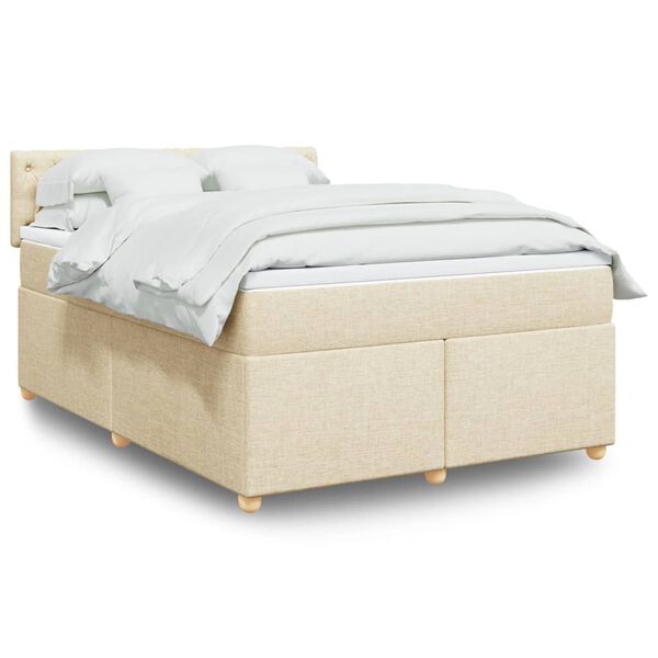 vidaXL Sommier &agrave; lattes de lit avec matelas Cr&egrave;me 160x200 cm Tissu
