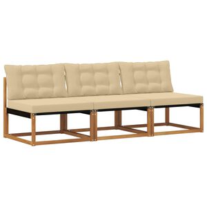 vidaXL 3 pc Sofa de milieu ext&eacute;rieur Bois d'Acacia Massif Naturel
