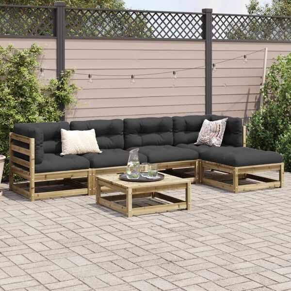 vidaXL Salon de jardin 6 pcs bois de pin impr&eacute;gn&eacute;