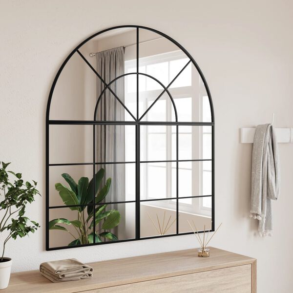 vidaXL Miroir mural noir 100x110 cm arche fer