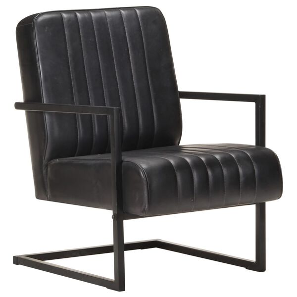 vidaXL Chaise de canap&eacute; cantilever noir cuir v&eacute;ritable