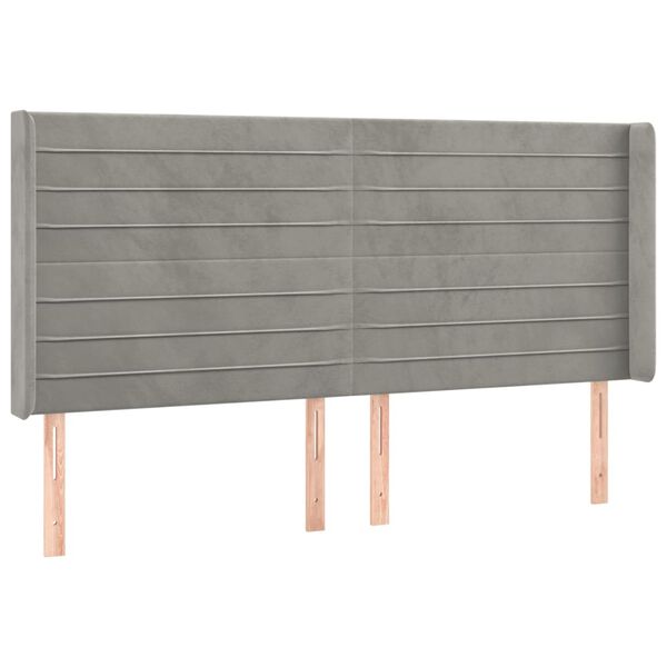 vidaXL T&ecirc;te de lit avec oreilles Gris clair 203x16x118/128 cm Velours