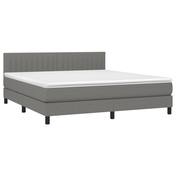 vidaXL Sommier &agrave; lattes de lit avec matelas Gris fonc&eacute; 160x200cm Tissu