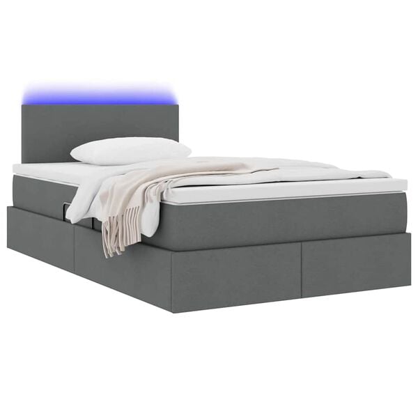 vidaXL Lit avec rangement et LED Gris foncé 120 x 190 cm Polyester