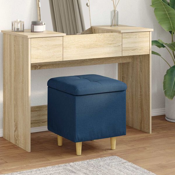 vidaXL Pouf de rangement avec coussin Bleu 40 x 40 x 45 cm tissu