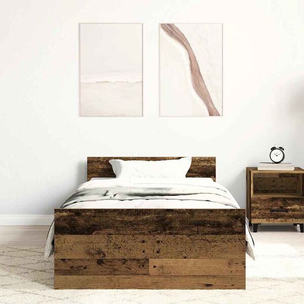 vidaXL Cadre de lit sans matelas vieux bois 100x200 cm bois ing&eacute;nierie
