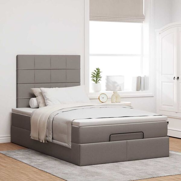 VidaXL Cadre de lit ottoman avec matelas taupe 120x190 cm tissu
