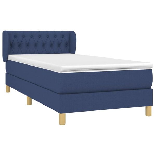 vidaXL Sommier &agrave; lattes de lit avec matelas Bleu 90x190 cm Tissu